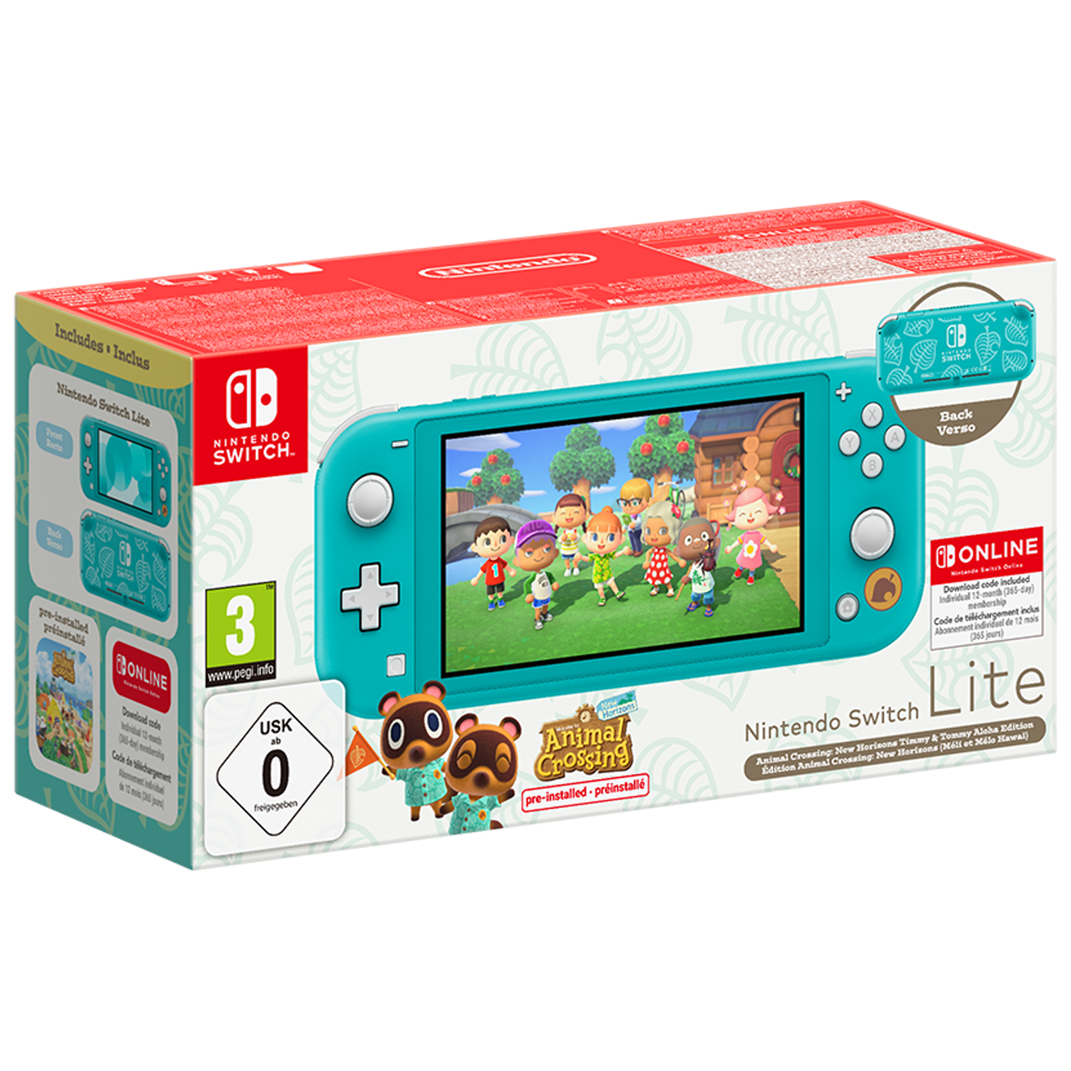 CONSOLA SWITCH LITE AZUL TURQ+ANIMAL CROSSING+12 M