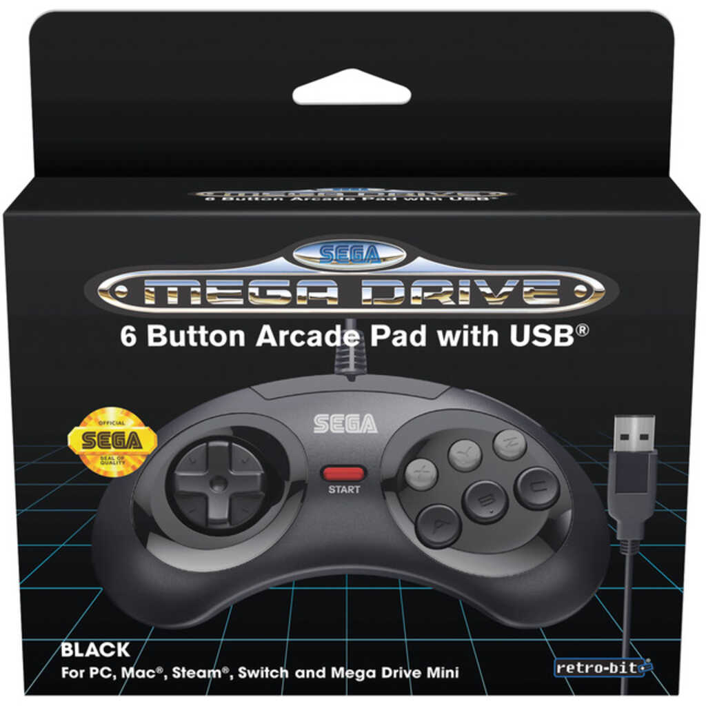 MANDO SEGA MINI 6-B RETRO-BIT NEGRO (USB)