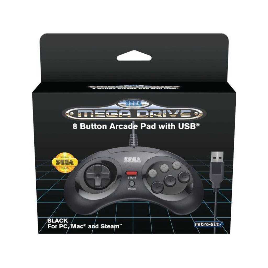 MANDO SEGA MD MINI Retro-Bit 8-BOTONES 2.4G NEGRO