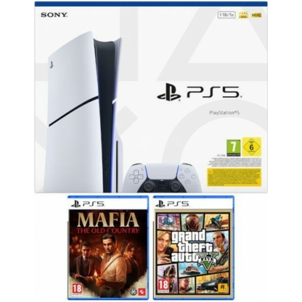 CONSOLA PS5 SLIM LECTOR E + MAFIA + GTA V (PROMO)
