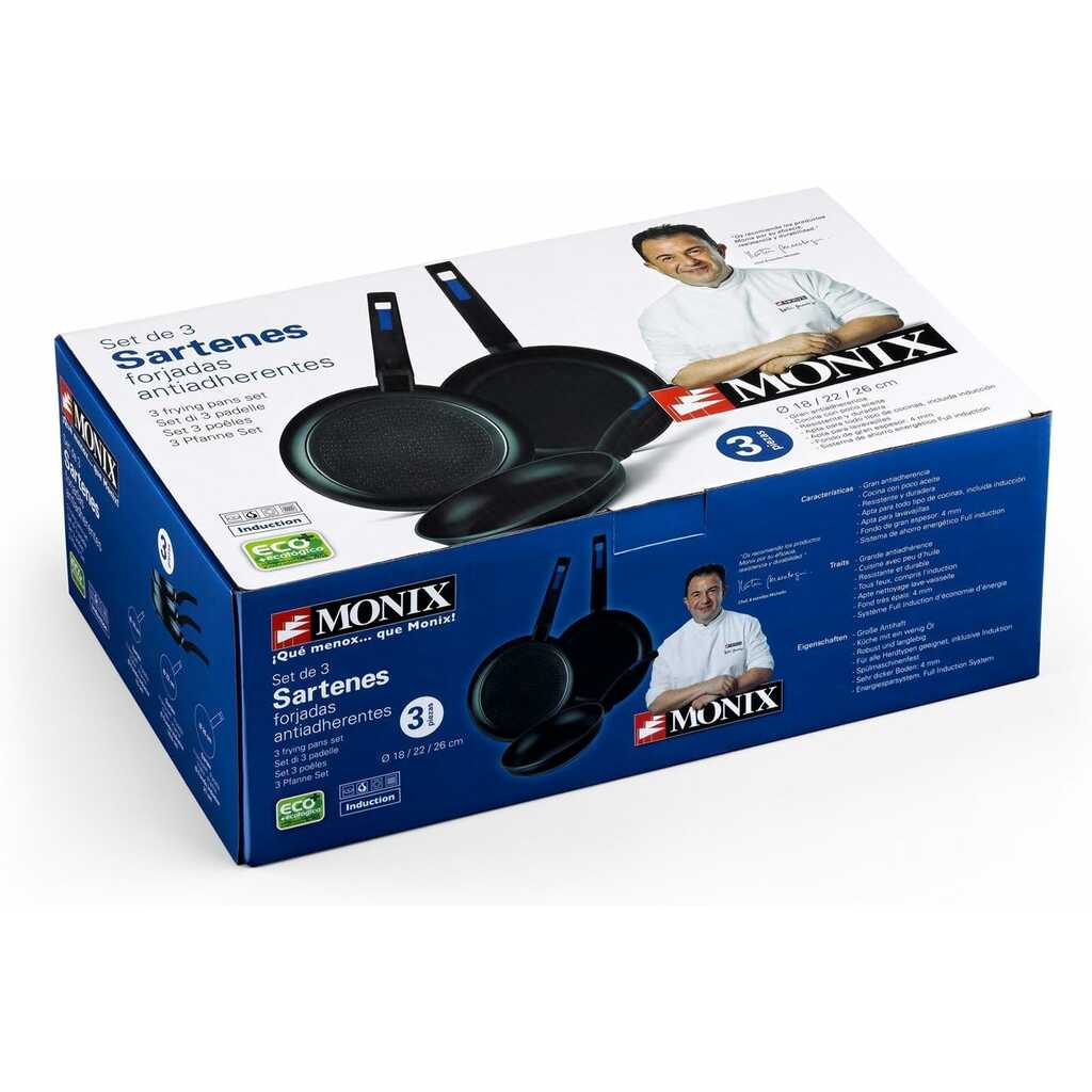 SET DE 3 SARTENES MONIX 18-22-26 CM. BERASATEGUI