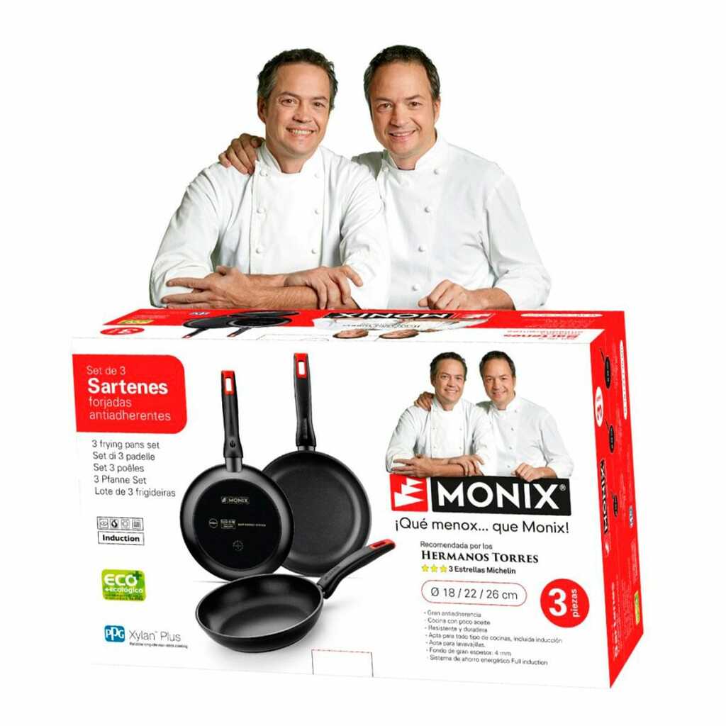 SET DE 3 SARTENES MONIX 18-22-26 CM. HNOS. TORRES
