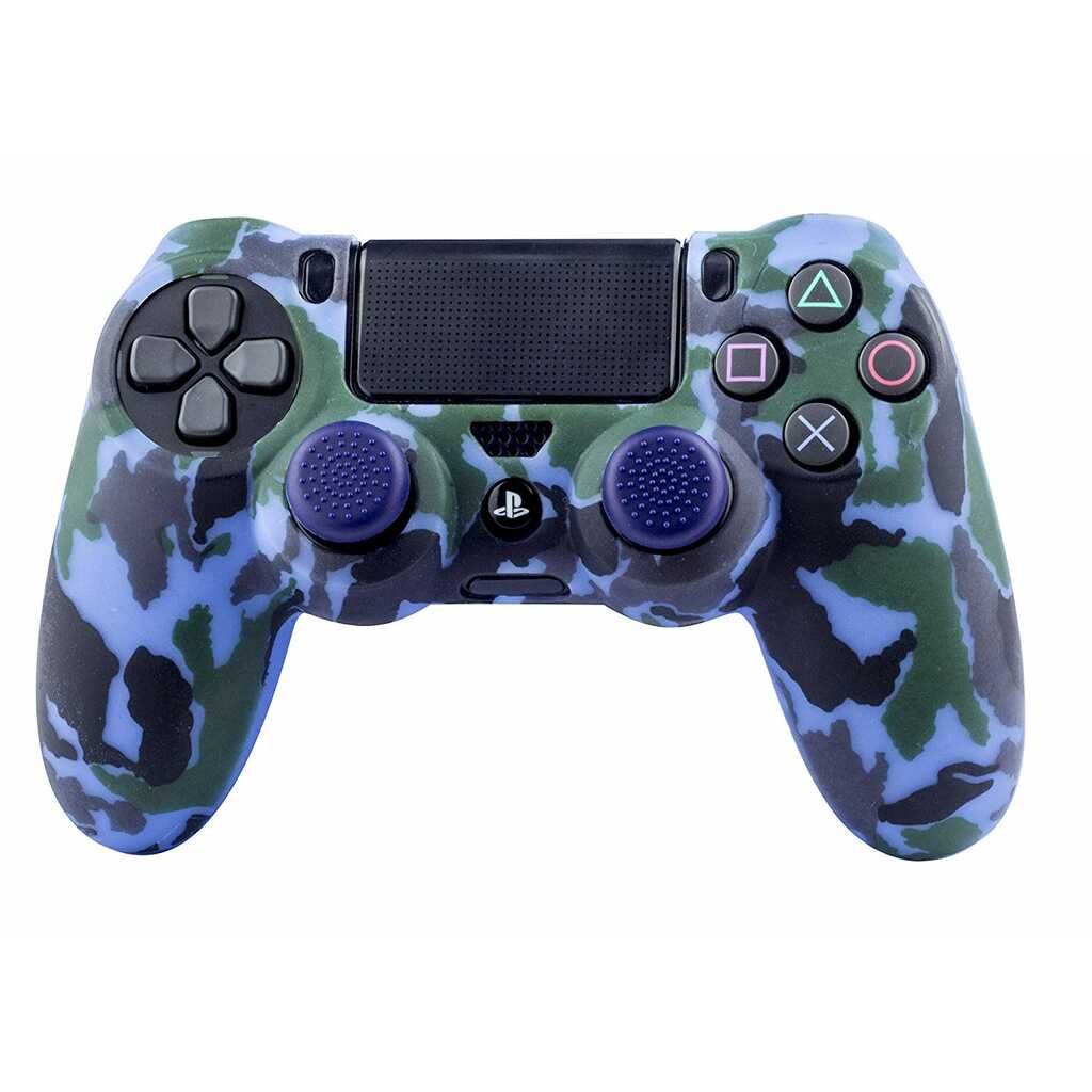 PROTECTOR SILICONA + GRIPS CAMO NAVY PS4