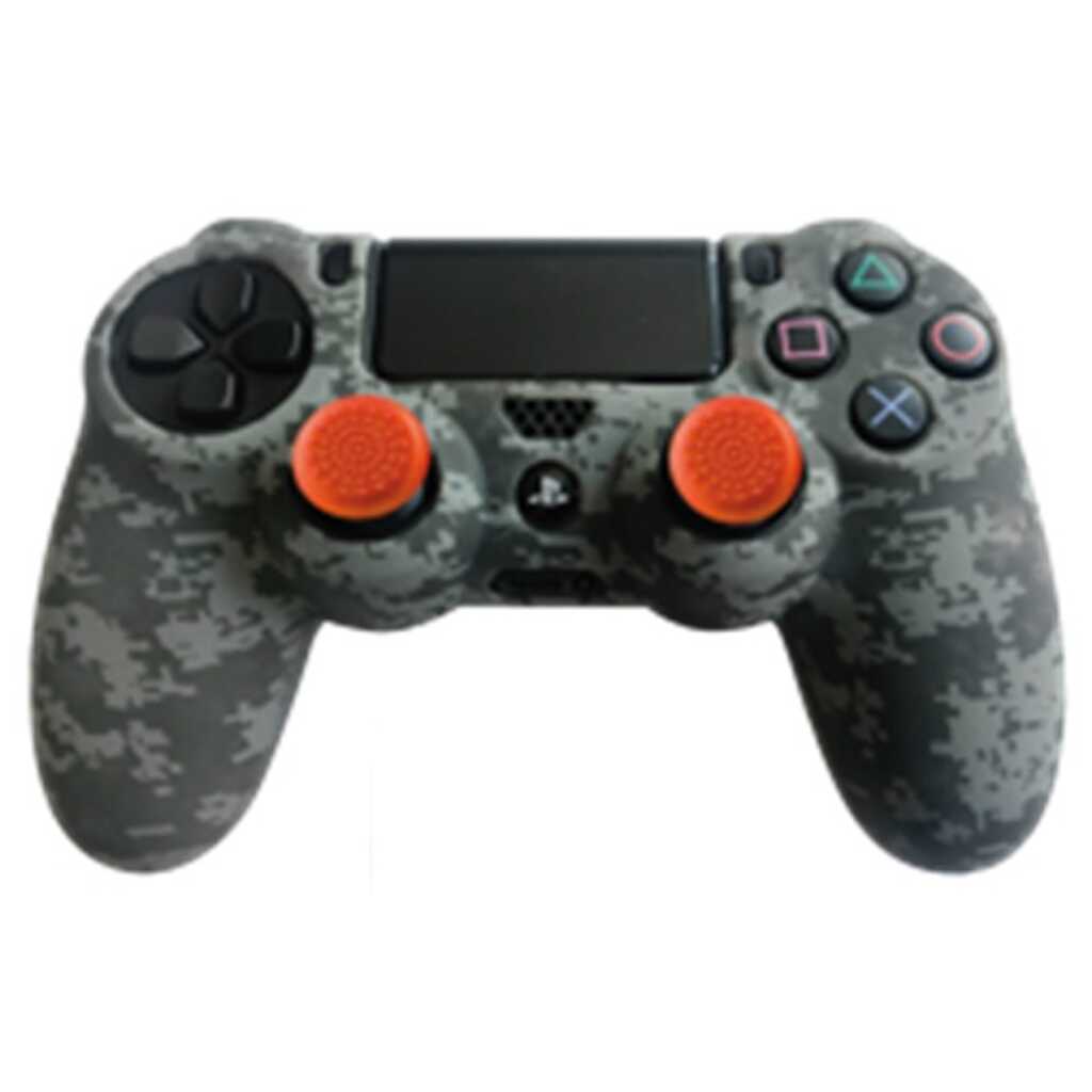 PROTECTOR SILICONA + GRIPS CAMO DIGITAL BLACK PS4