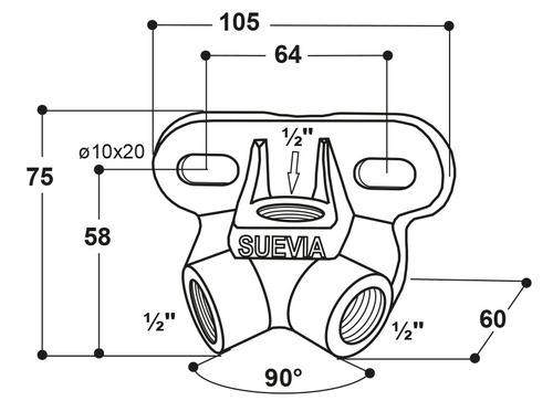 DOUBLE WALL ANGLE BRACKET MOD. 314, OUTLET 2X1/2"; 15º 1