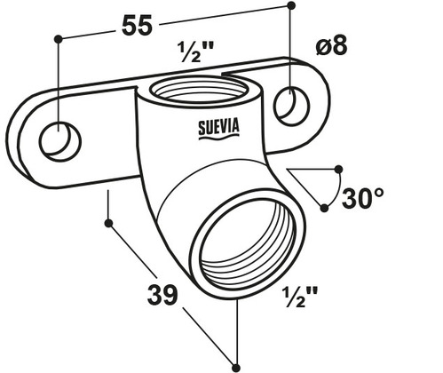 SUPORTE DE PAREDE MOD. 1964 SAÍDA 1X1/2", 30º, AÇO INOXIDÁVEL 1