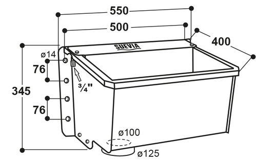 BEBEDERO SUEVIA COMPACTO DE 55 CM, ACERO INOX 2