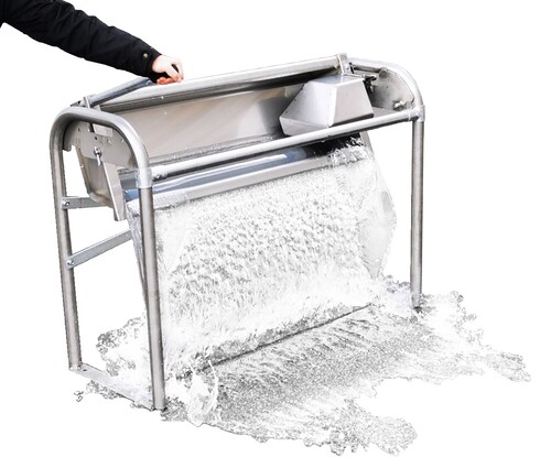 BEBEDOURO BASCULANTE 1,5 M 55 L, SUPORTE DE CHÃO, AÇO INOXIDÁVEL