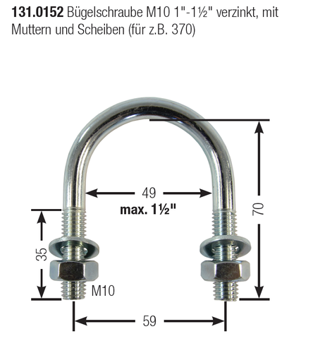 FIXING BRACKET M10 1"- 1 1/2" GALVANIZED 1