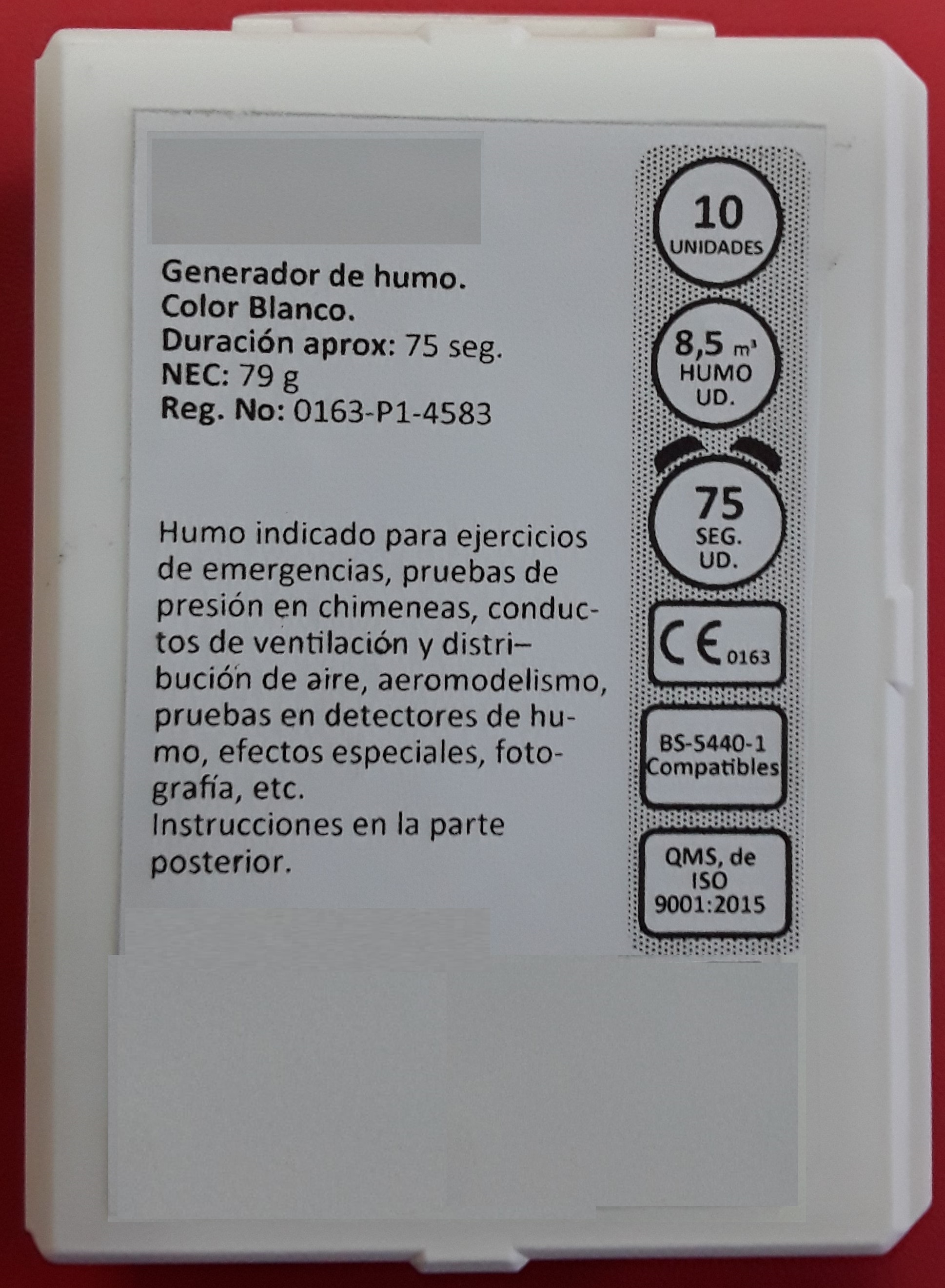 CARTUCHO HUMO BLANCO  8,5 M3  10 UNI