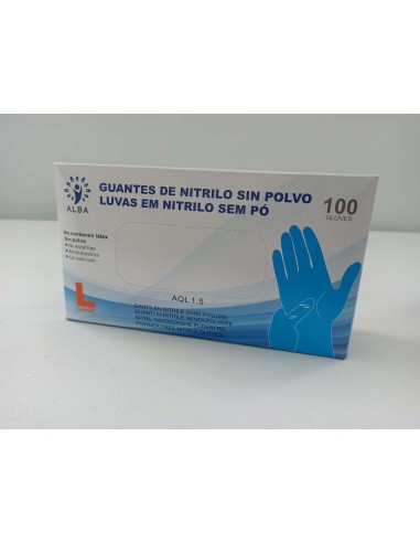 LUVA DE NITRILO AZUL SEM PÓ TAMANHO L (100 UNIDADES)