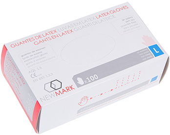 GUANTE LATEX NEW-MARK SIN POLVO T.L (100 UDS)