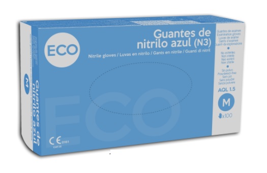 LUVA DE NITRILO ECO SEM PÓ T.L (100 UNIDADES)