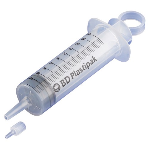 JERINGA DESECHABLE 3 CUERPOS 100 ML. CONO LUER