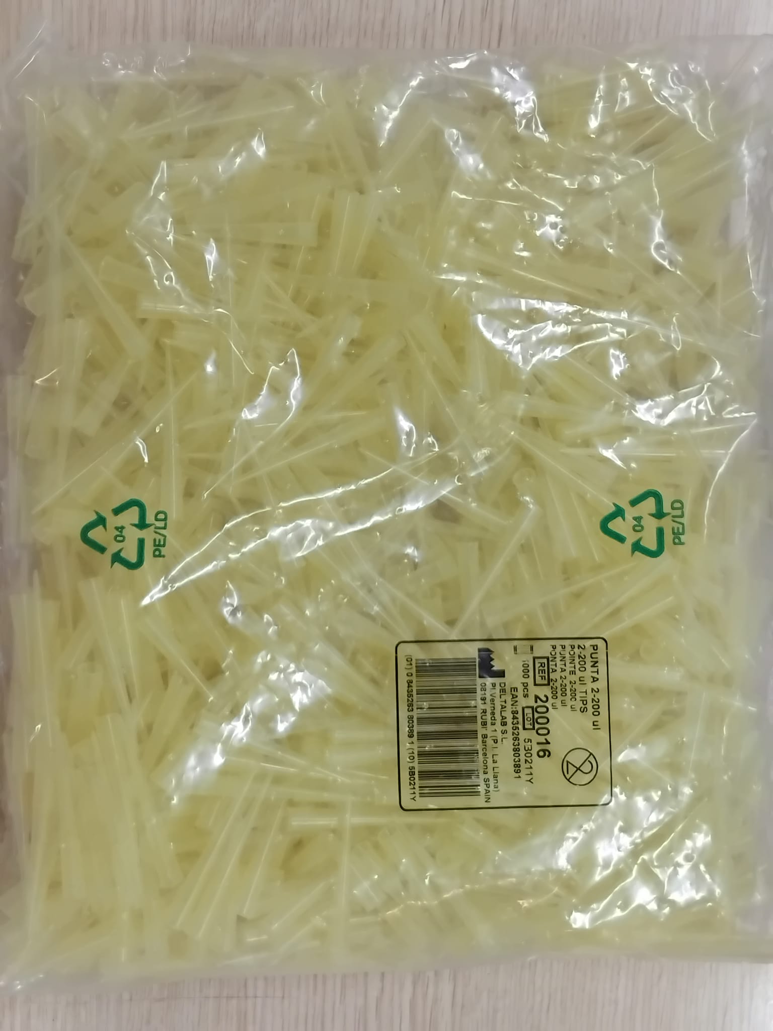 PUNTAS MICROPIPETA AMARILLO 2 a 200 ul  (1000 UNI.) 1