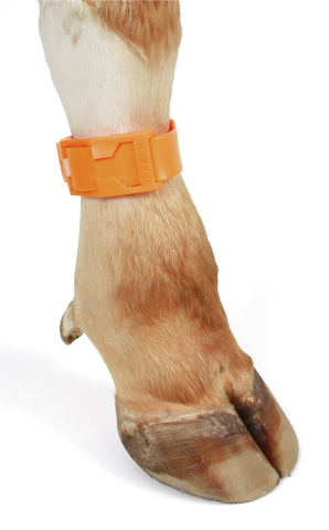 BRACELETE DE PLÁSTICO EM PELE DE VACA, COR-DE-LARANJA