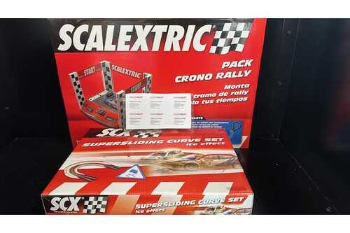pack scalextric curva chicane deslizante + crono rally