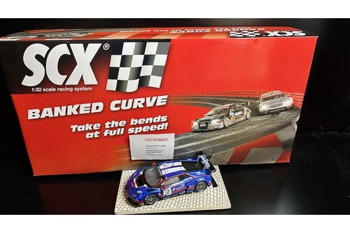 pack scalextric curva peraltada + lamborghini azul