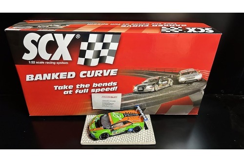 pack scalextric curva peraltada + lamborghini verde