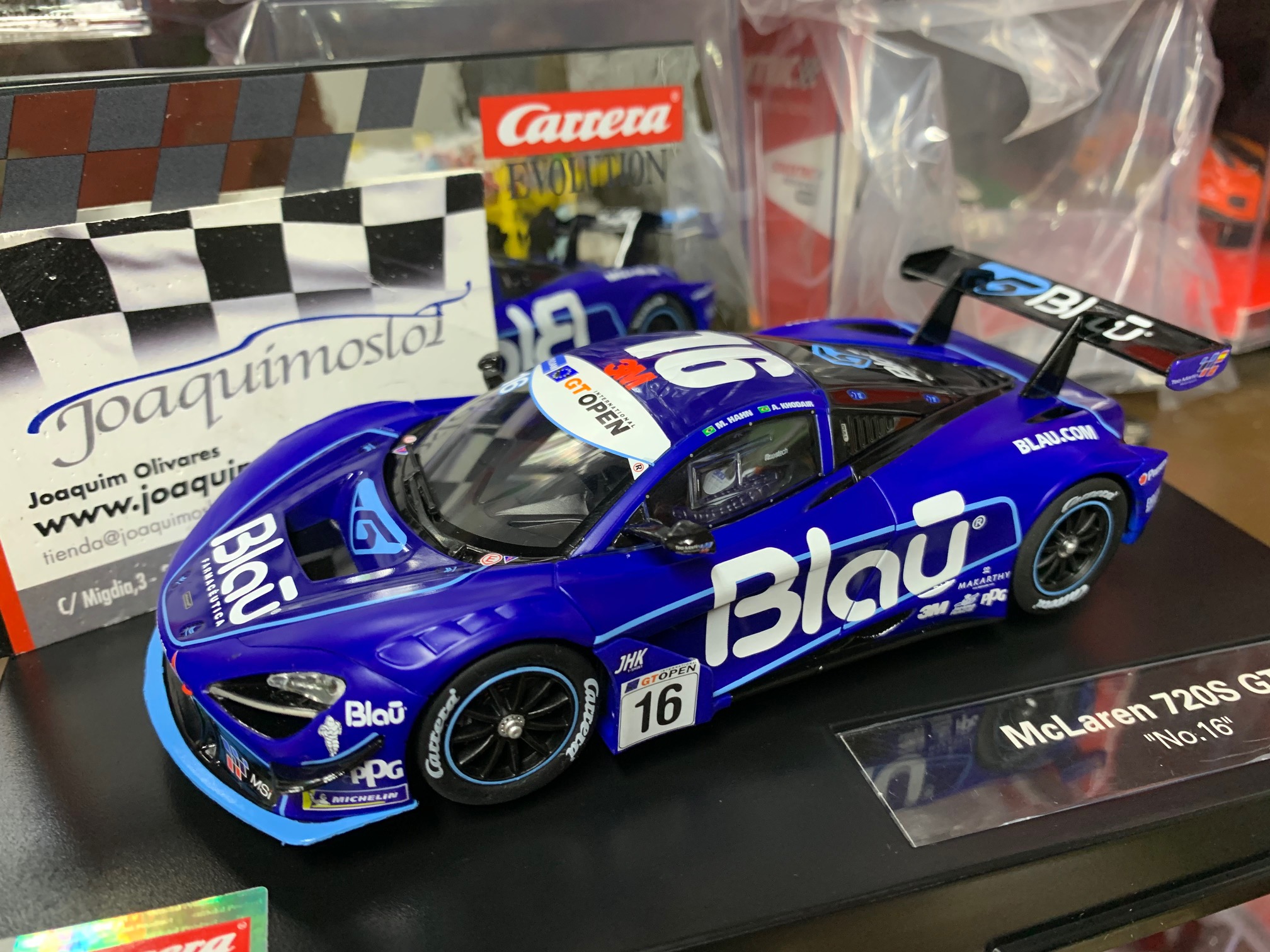 carrera evolution 27624 mclaren 720s gt3 #16 blau m.han