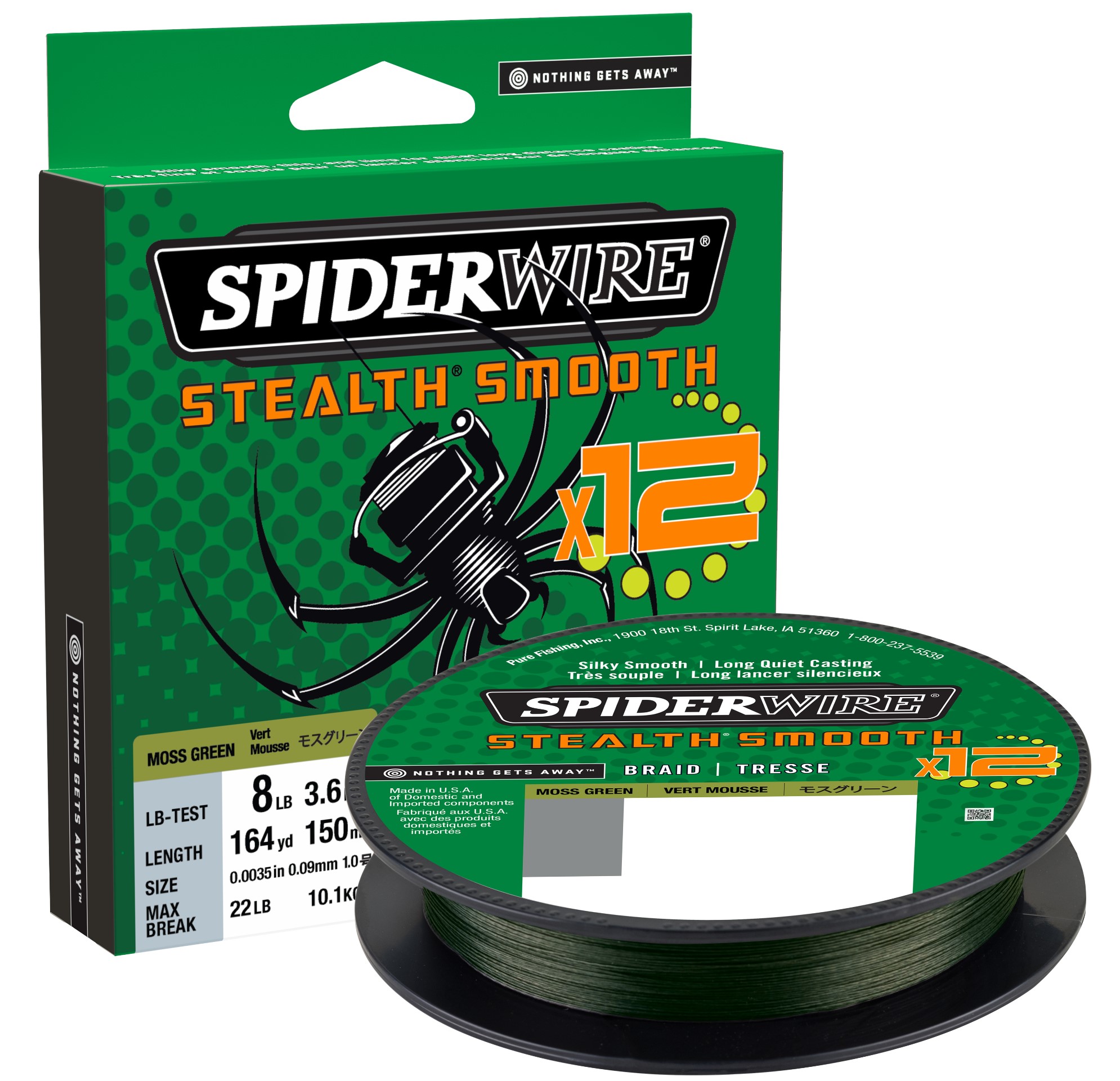SPIDERWIRE STEALTH SMOOTH 12BR MOSS GREEN 150M 0,13mm 12.7kg