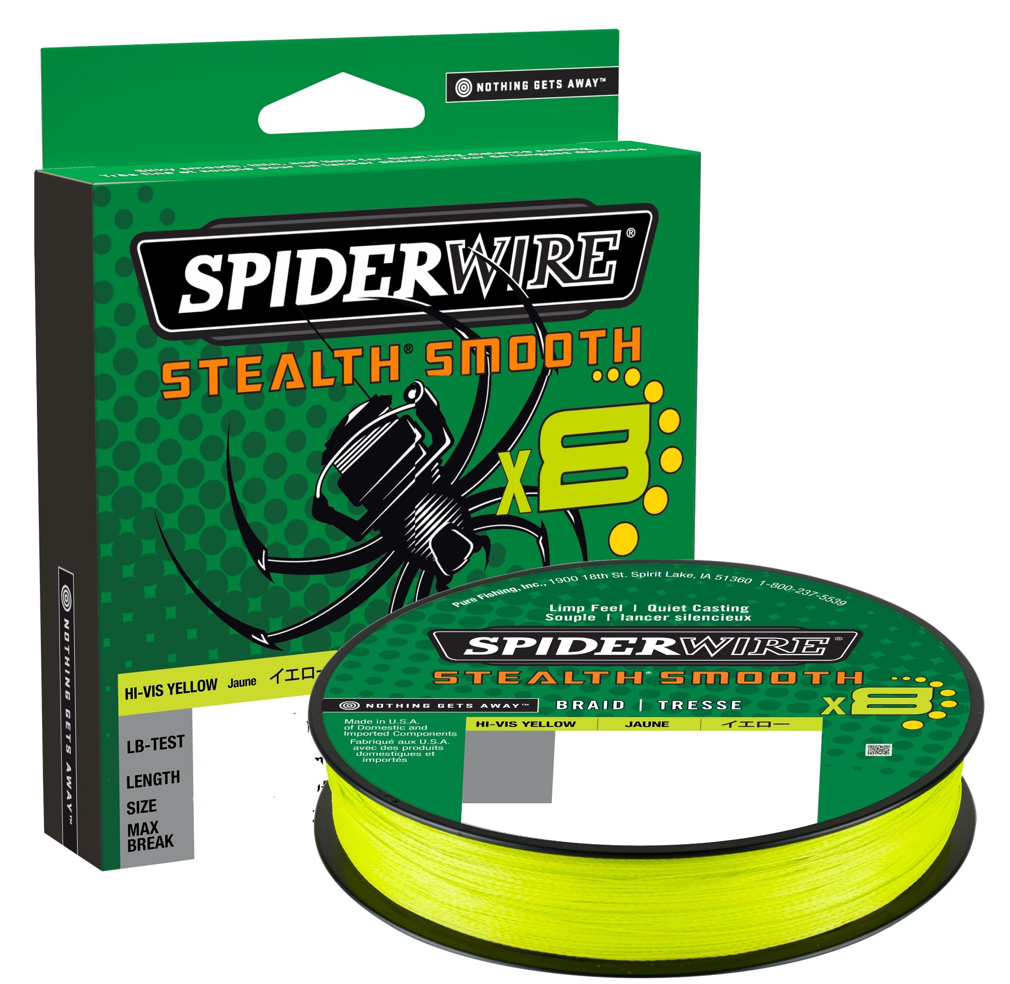 SPIDERWIRE STEALTH SMOOTH 8 YELLOW 150M 0,09mm 16LB 7.5KG