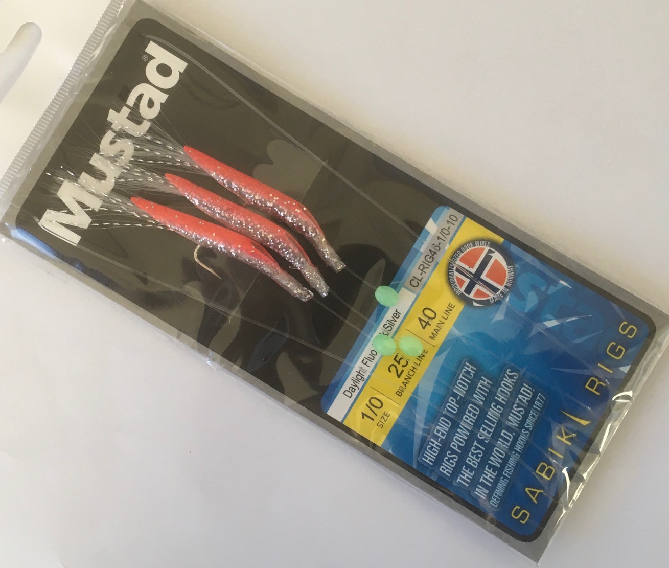 SABIKI BMAR  MUSTAD DAYLIGHT FLUOR PINK-SILVER 1/0