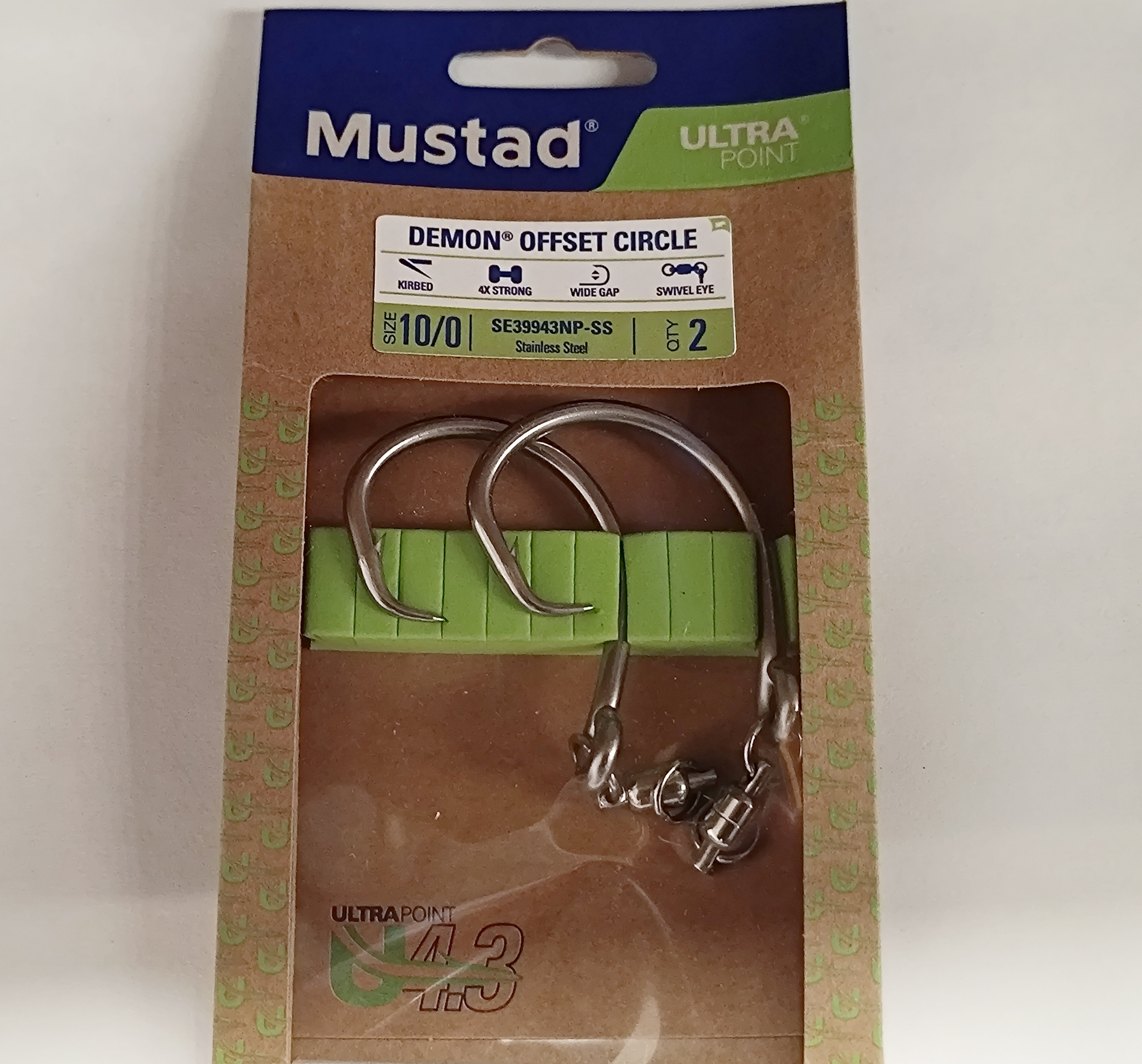 ANZUELO MUSTAD ULTRA POINT DEMON OFFSET CIRCLE SE39943NP-SS 10/0 (2 unidad)