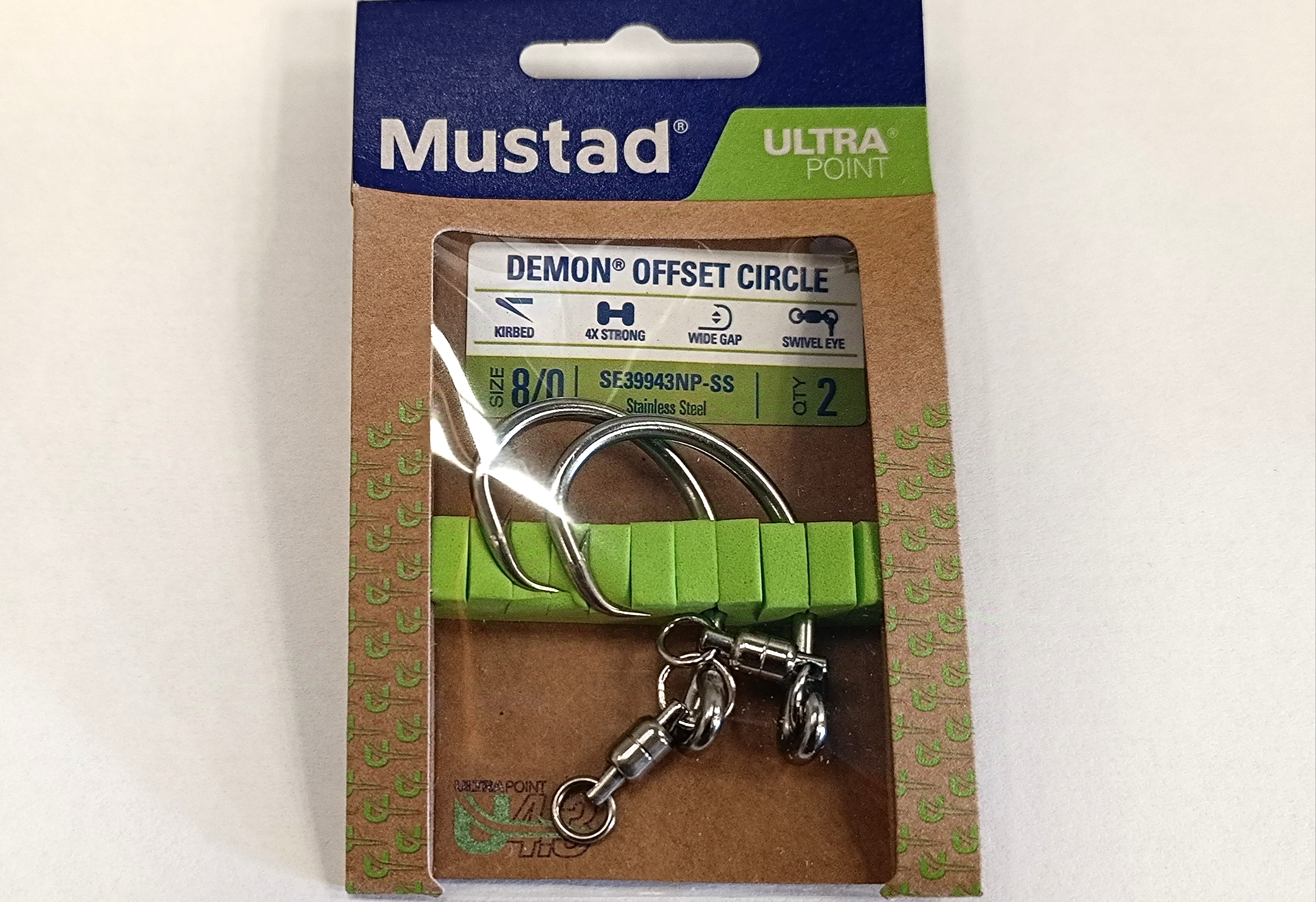 ANZUELO MUSTAD ULTRA POINT DEMON OFFSET CIRCLE SE39943NP-SS 8/0 (2 unidad)