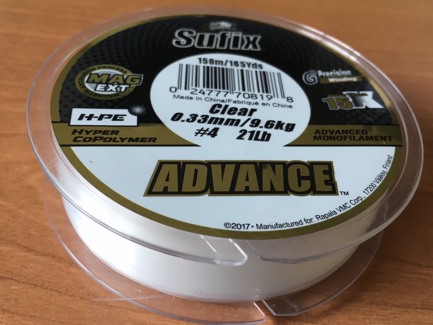 NYLON SUFIX ADVANCE CLEAR 150m 0,33mm 9,6 kg
