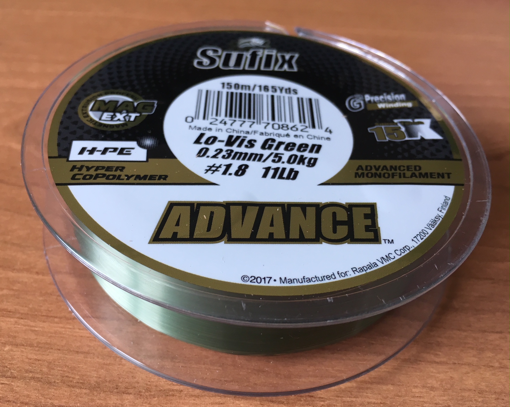 NYLON SUFIX ADVANCE GREEN 150m 0,23mm 5,0 kg