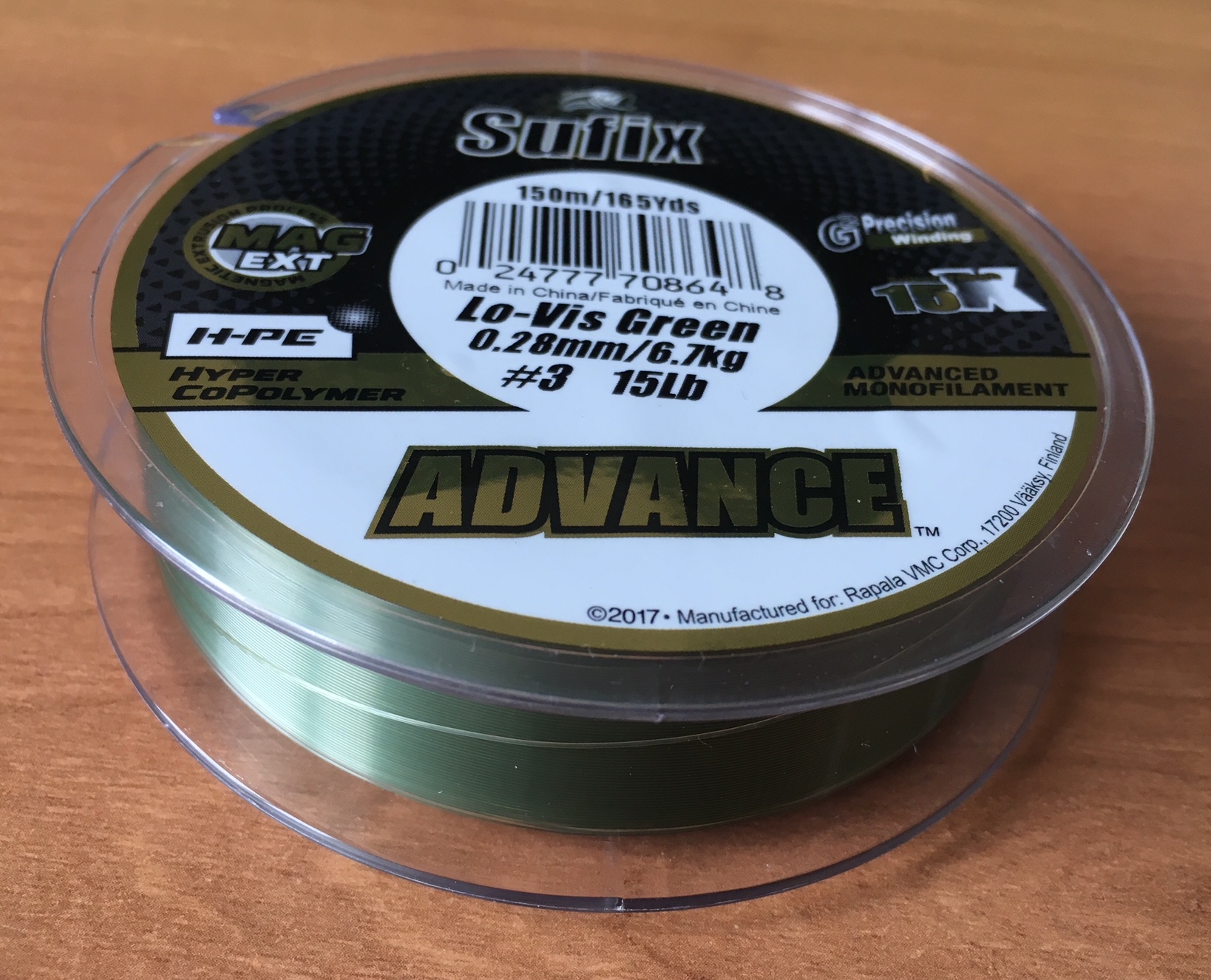 NYLON SUFIX ADVANCE GREEN 150m 0,28mm 6,70kg