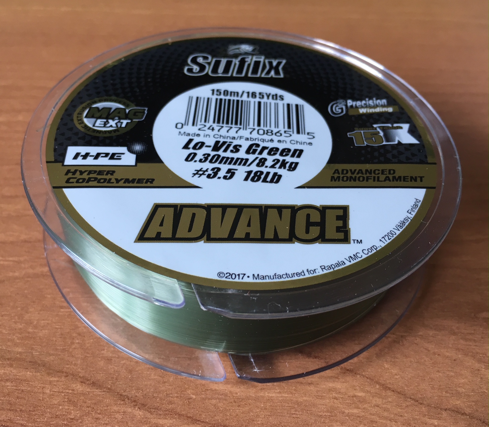 NYLON SUFIX ADVANCE GREEN 150m 0,30mm 8,2 kg