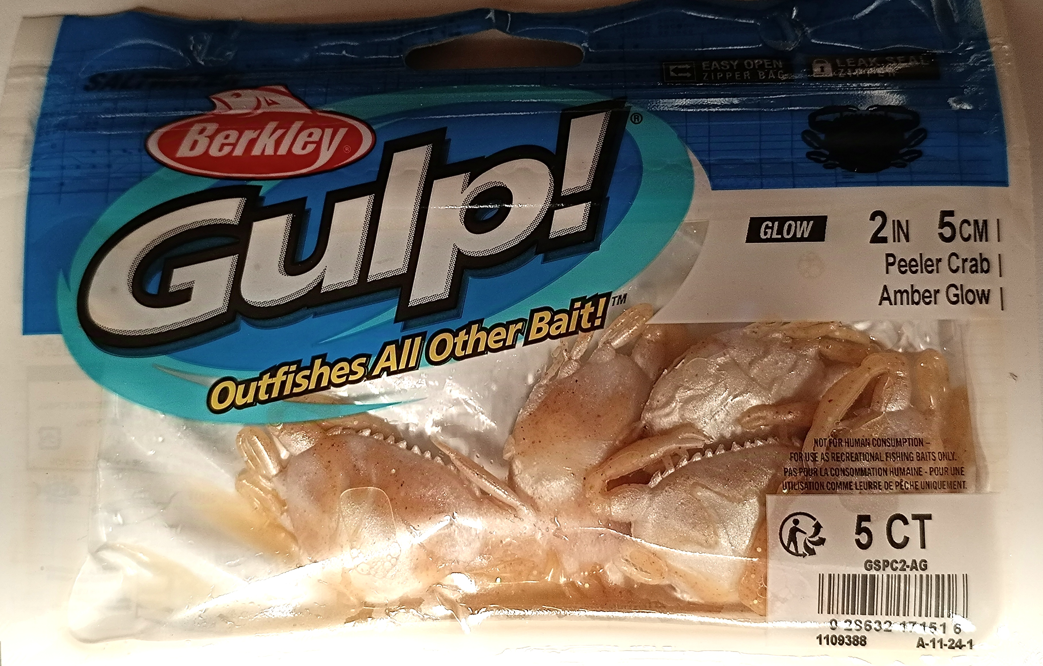 VINILO BERKLEY CANGREJO 5cm GSPC2-AG SW GULP PELR CRAB 2IN AMBGLW RO