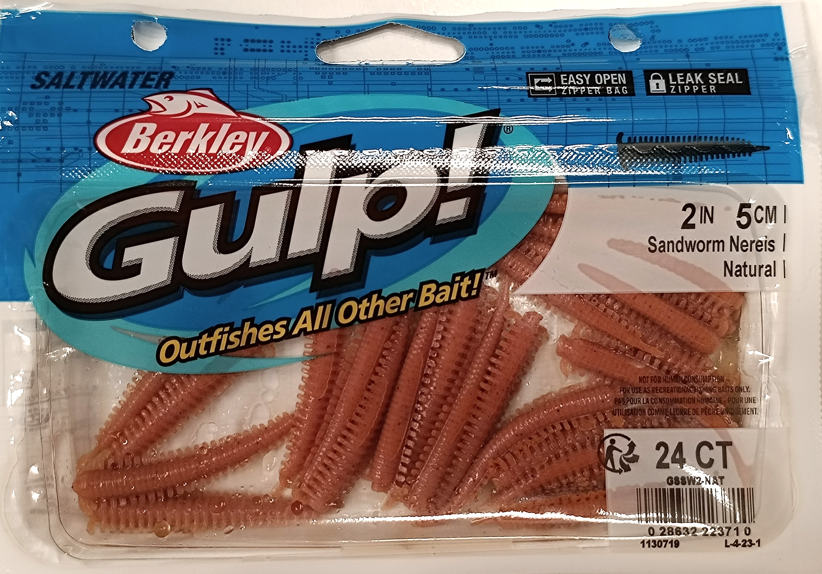 VINILO BERKLEY GULP SALTWATER SANDWORM 5cm (24 unidades) 2IN NATURL 79