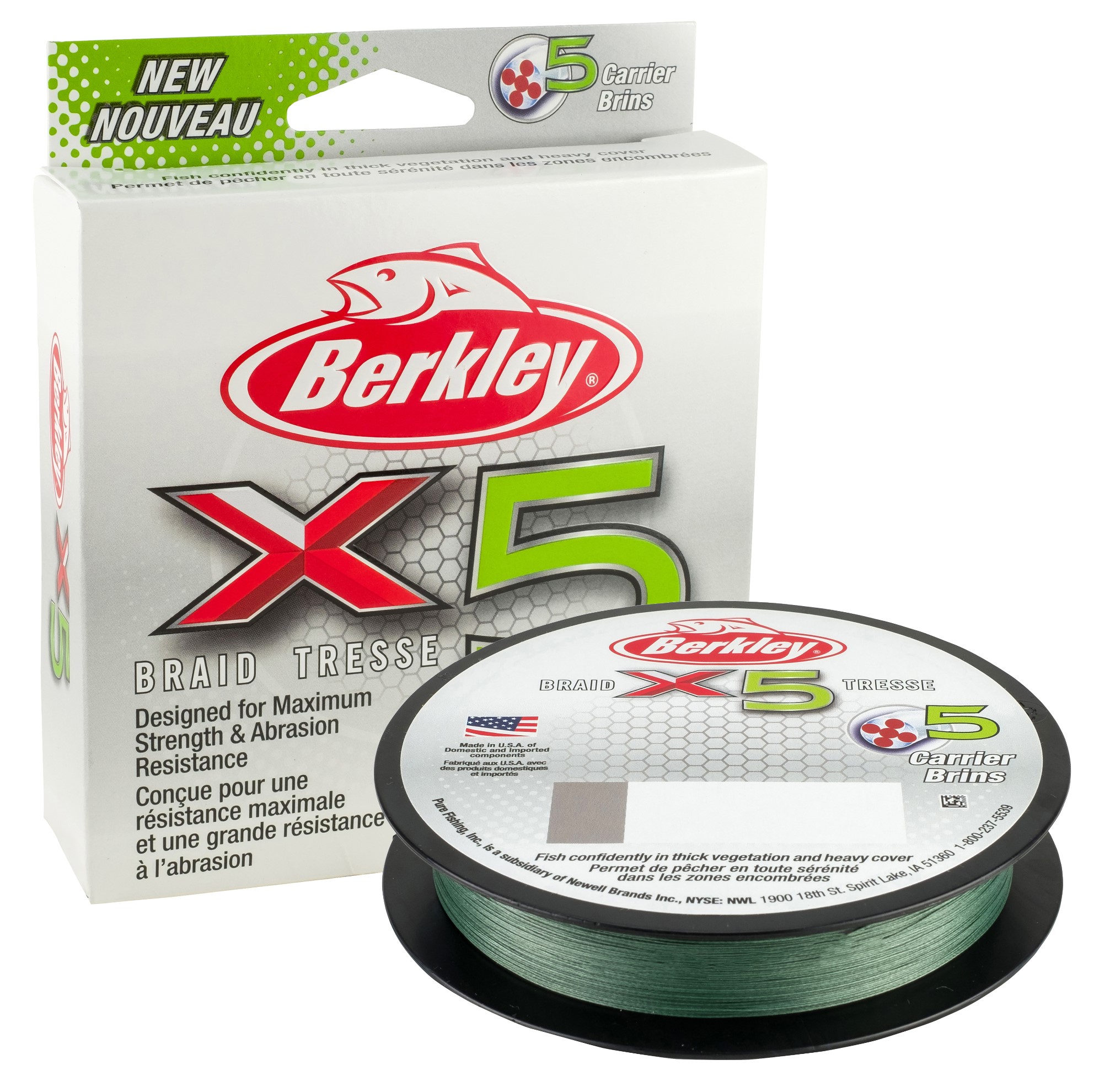 BERKLEY X5 BRAID 300M LOW VIS GREEN 0,14mm 6.80KG