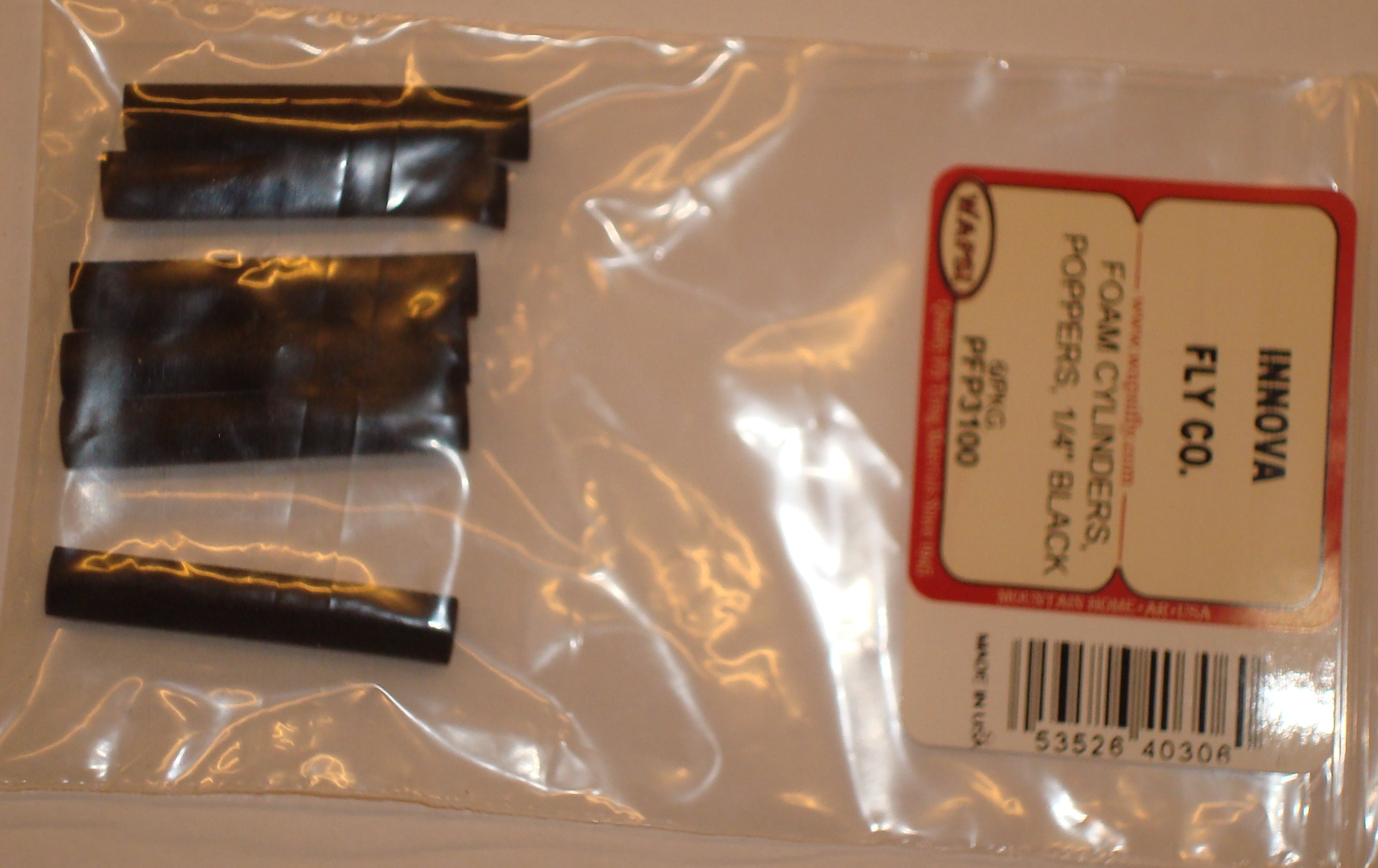 FOAM CYLINDERS, POPPERS, 1/4" BLACK (6u)