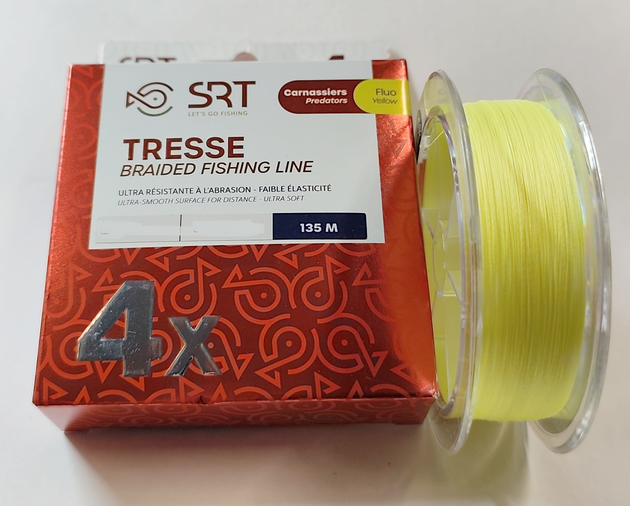 SERT SRT TRESSE BRAIDED FISHING LINE 4X FLUO YELLOW PE 0.4 135m 0.10mm 12LB