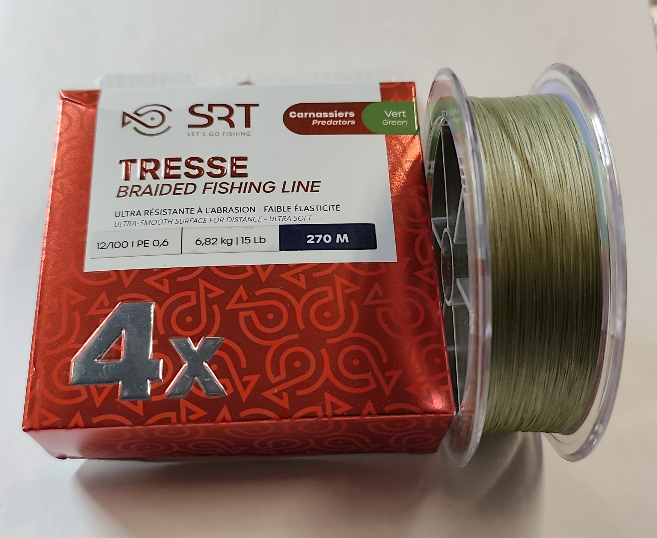 SERT SRT TRESSE BRAIDED FISHING LINE 4X GREEN PE 0.6 270m 0.12mm 15lb