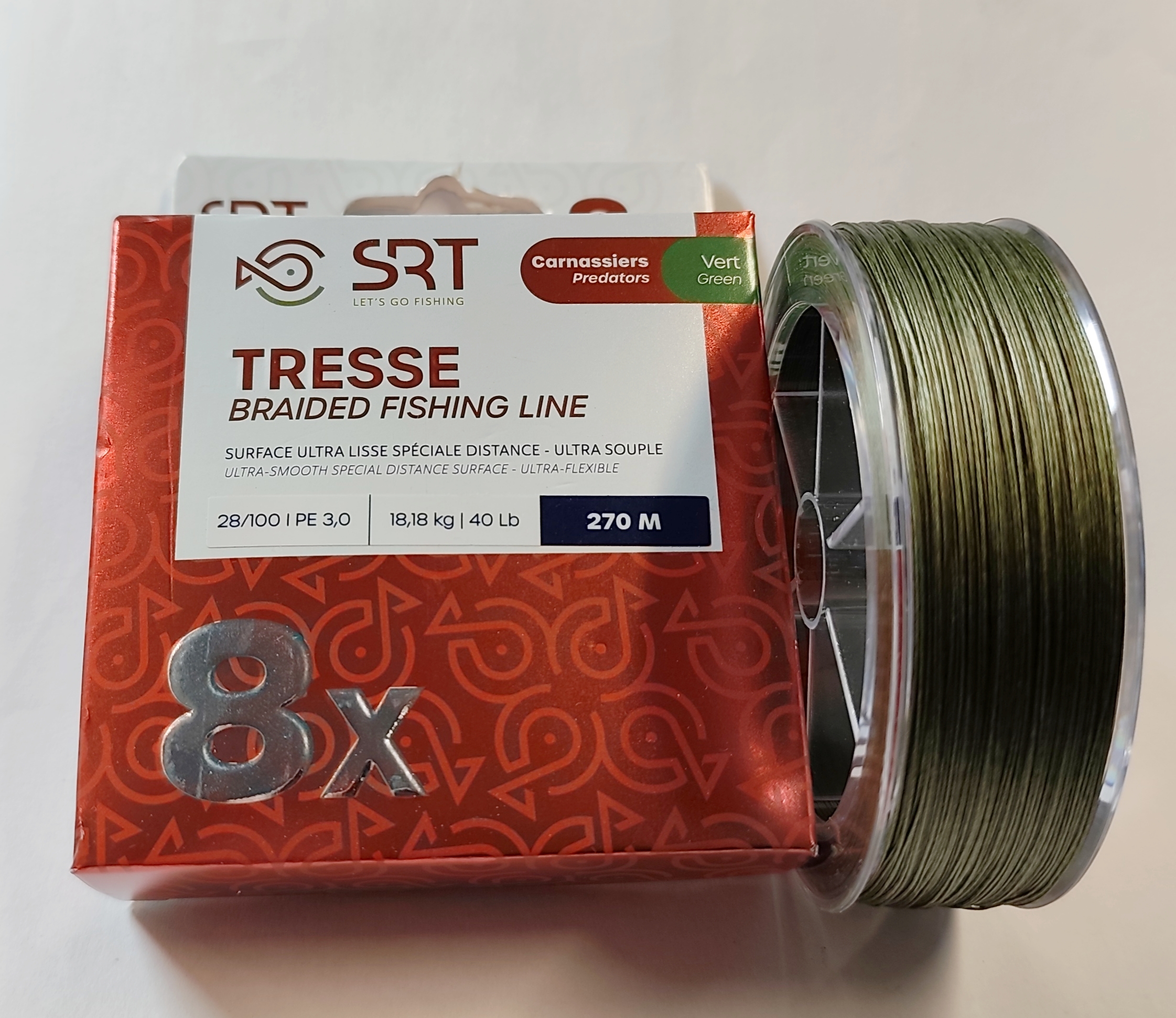 SERT SRT TRESSE BRAIDED FISHING LINE 8X GREEN PE 3.0 270m 0.28mm 40lb