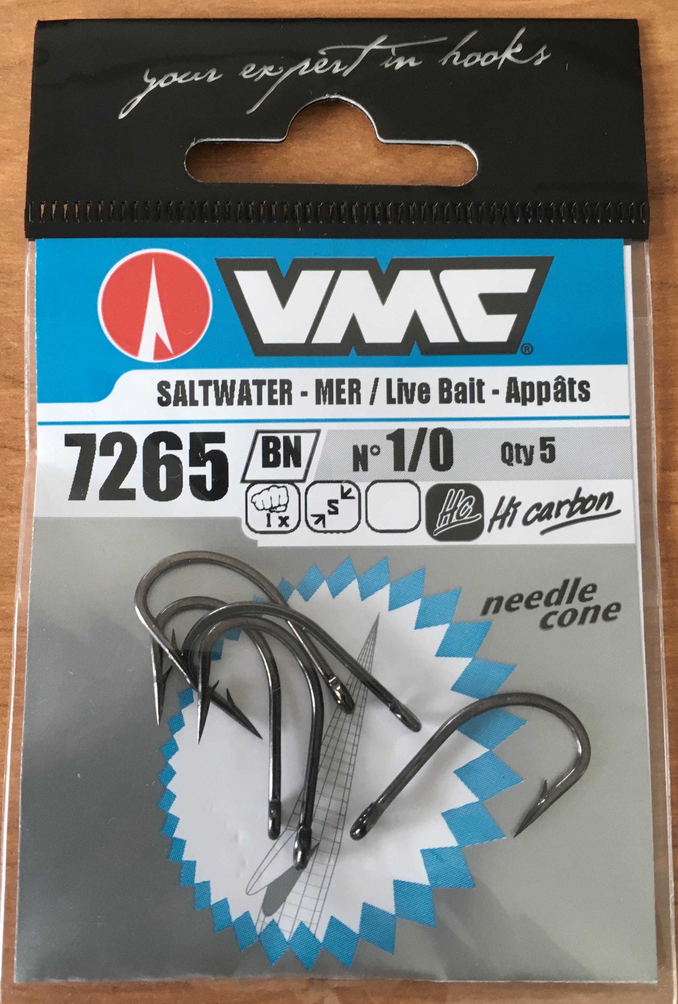 ANZUELO VMC 7265 LIVEBAIT BN 1/0  (5 unidades)