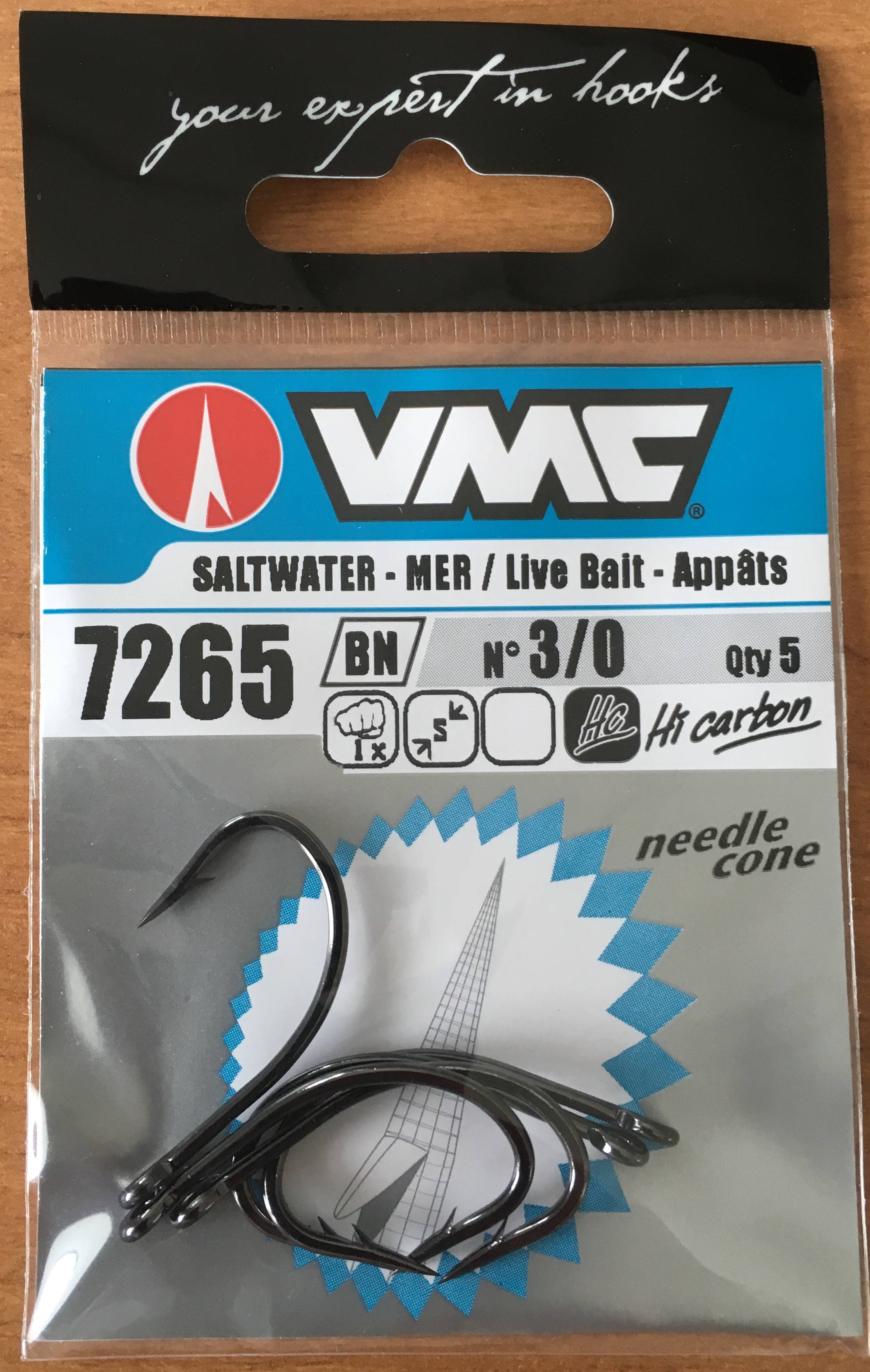 ANZUELO VMC 7265 LIVEBAIT BN 3/0  (5 unidades)