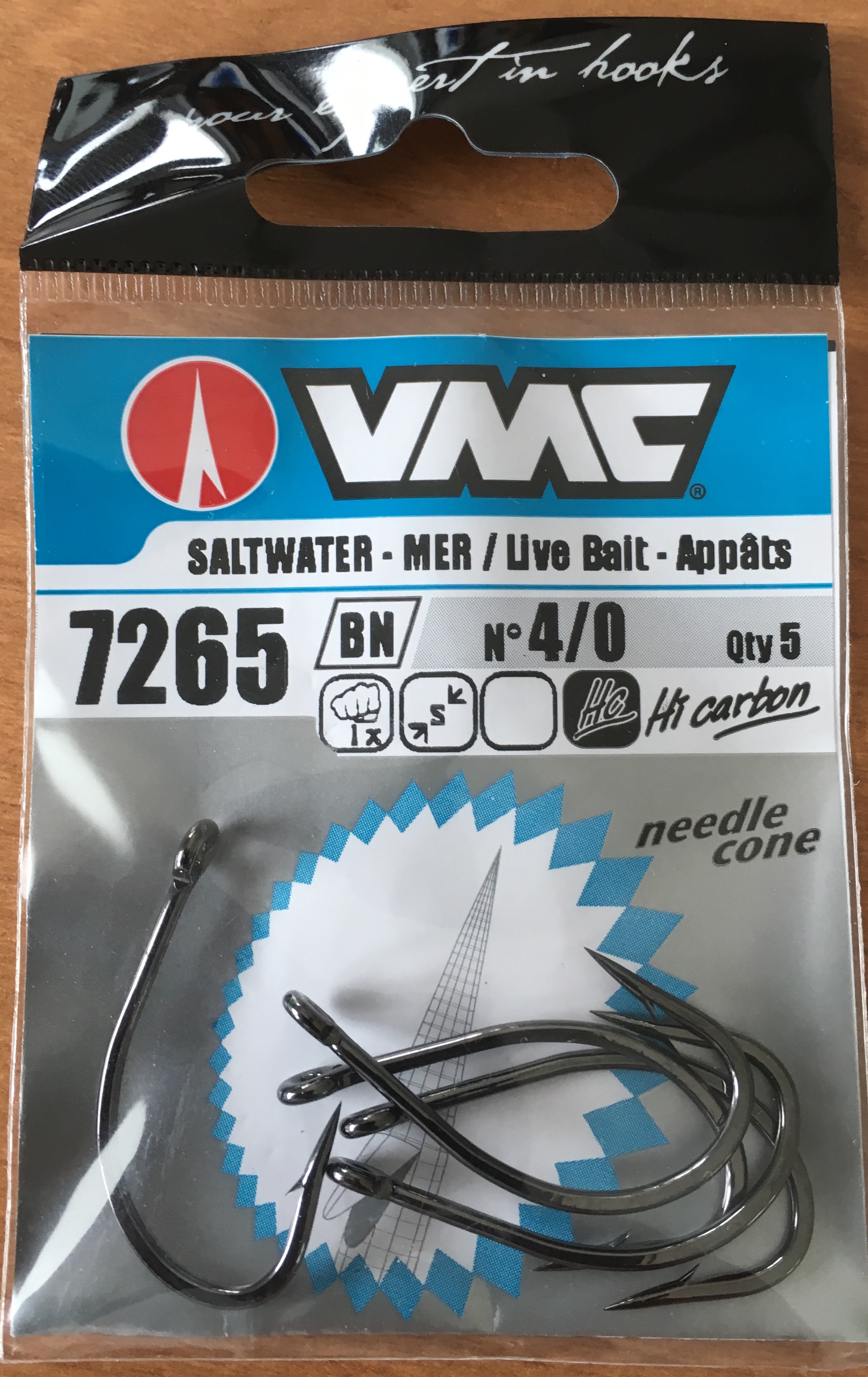 ANZUELO VMC 7265 LIVEBAIT BN 4/0 (5 unidades)