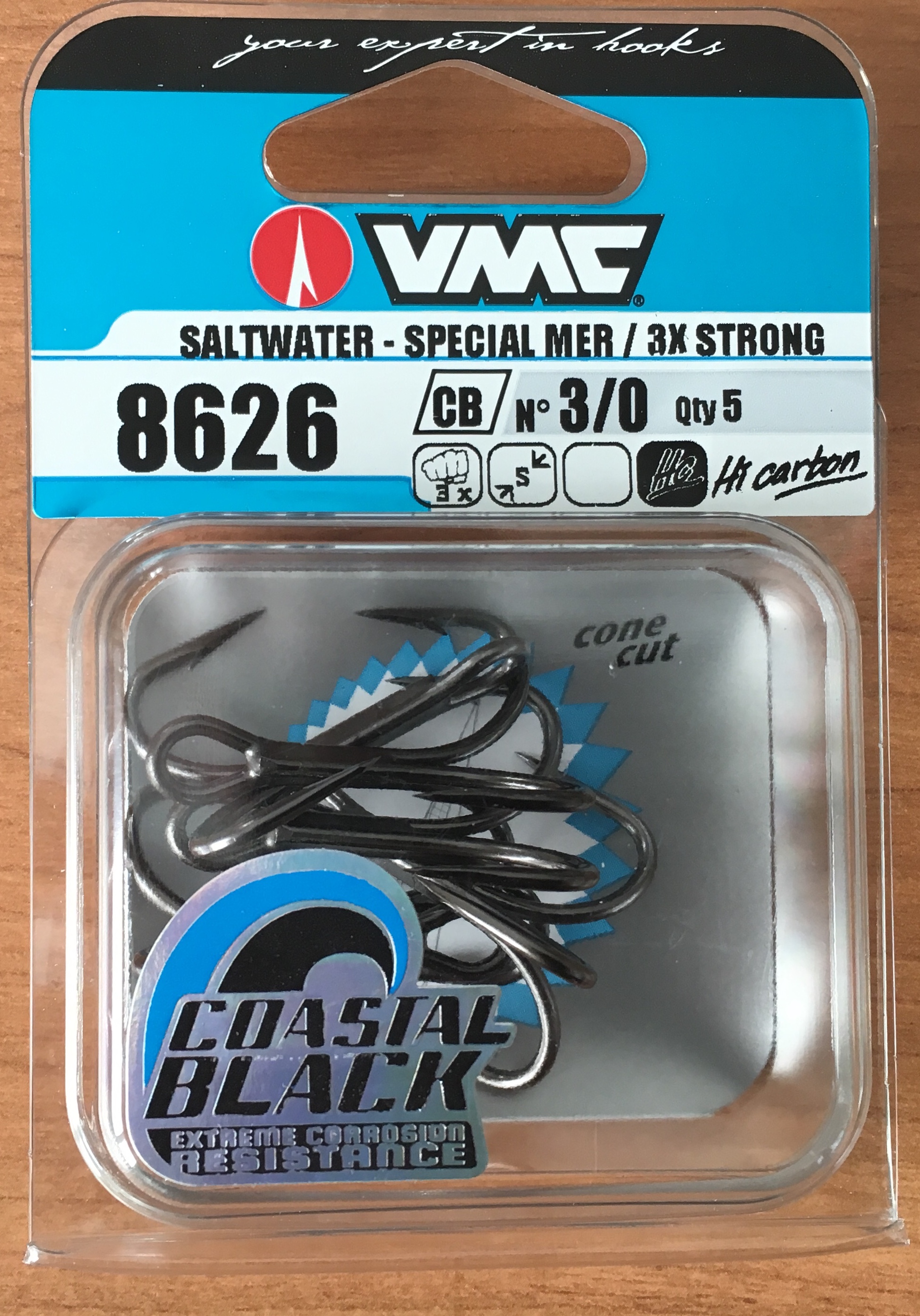 ANZUELO TRIPLE VMC 8626 COASTAL BL Nº3/0 (5 unidades)