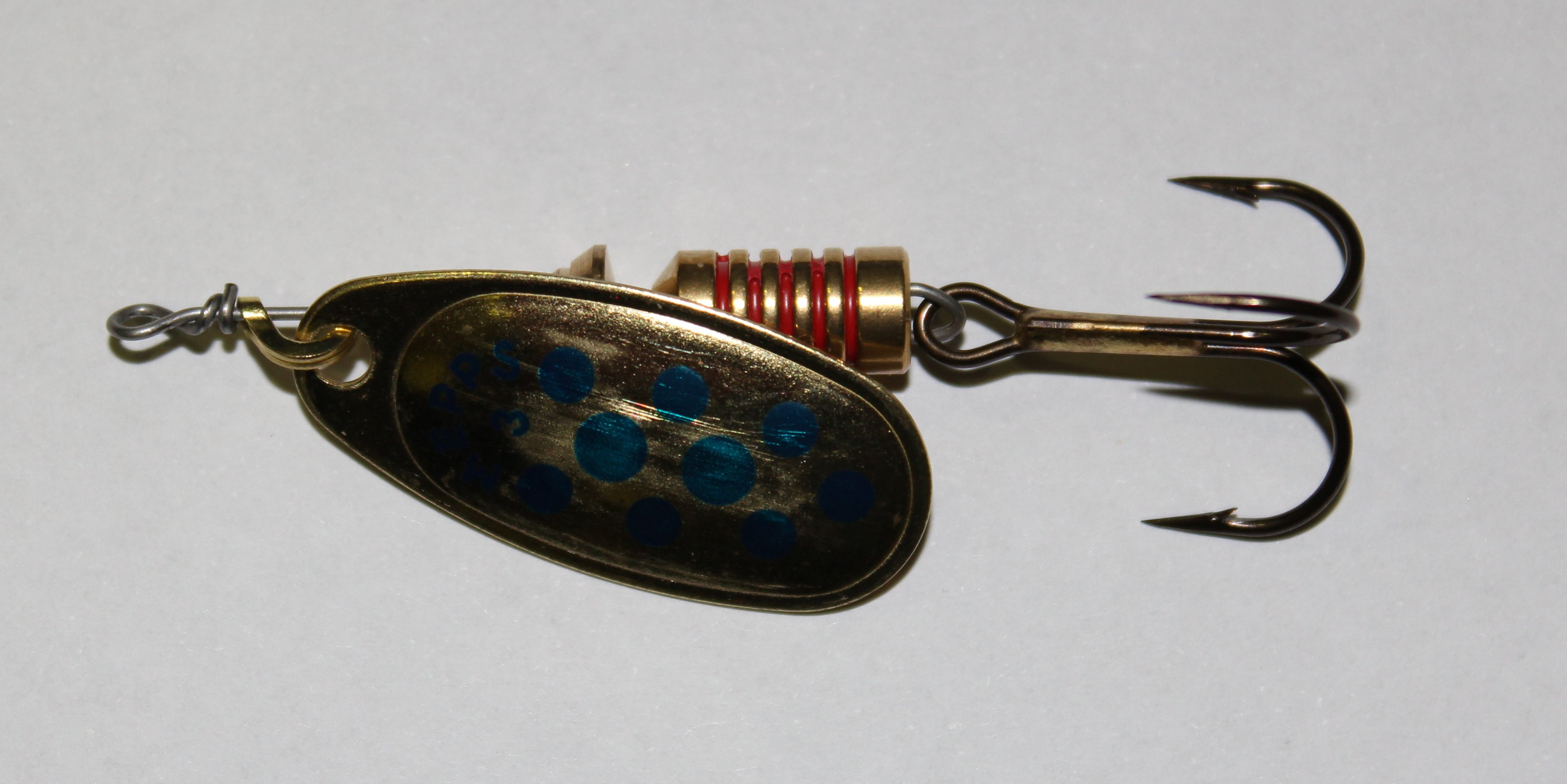 CUCHARILLA MEPPS COMET 3 ORO PUNTOS  AZULES