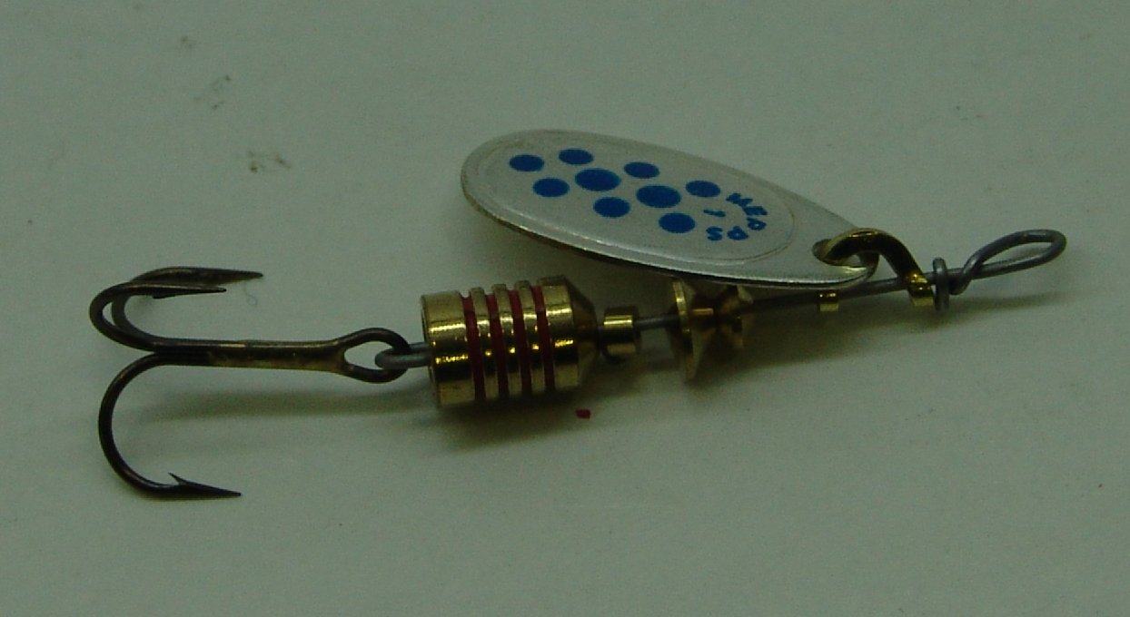 CUCHARILLA MEPPS COMET 1 PLATA PUNTOS  AZULES