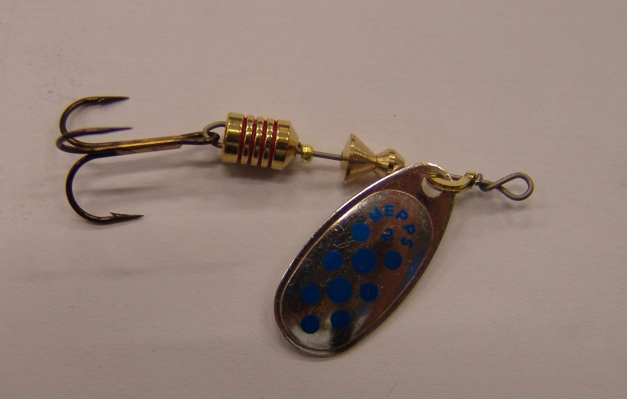 CUCHARILLA MEPPS COMET 2 PLATA PUNTOS  AZULES