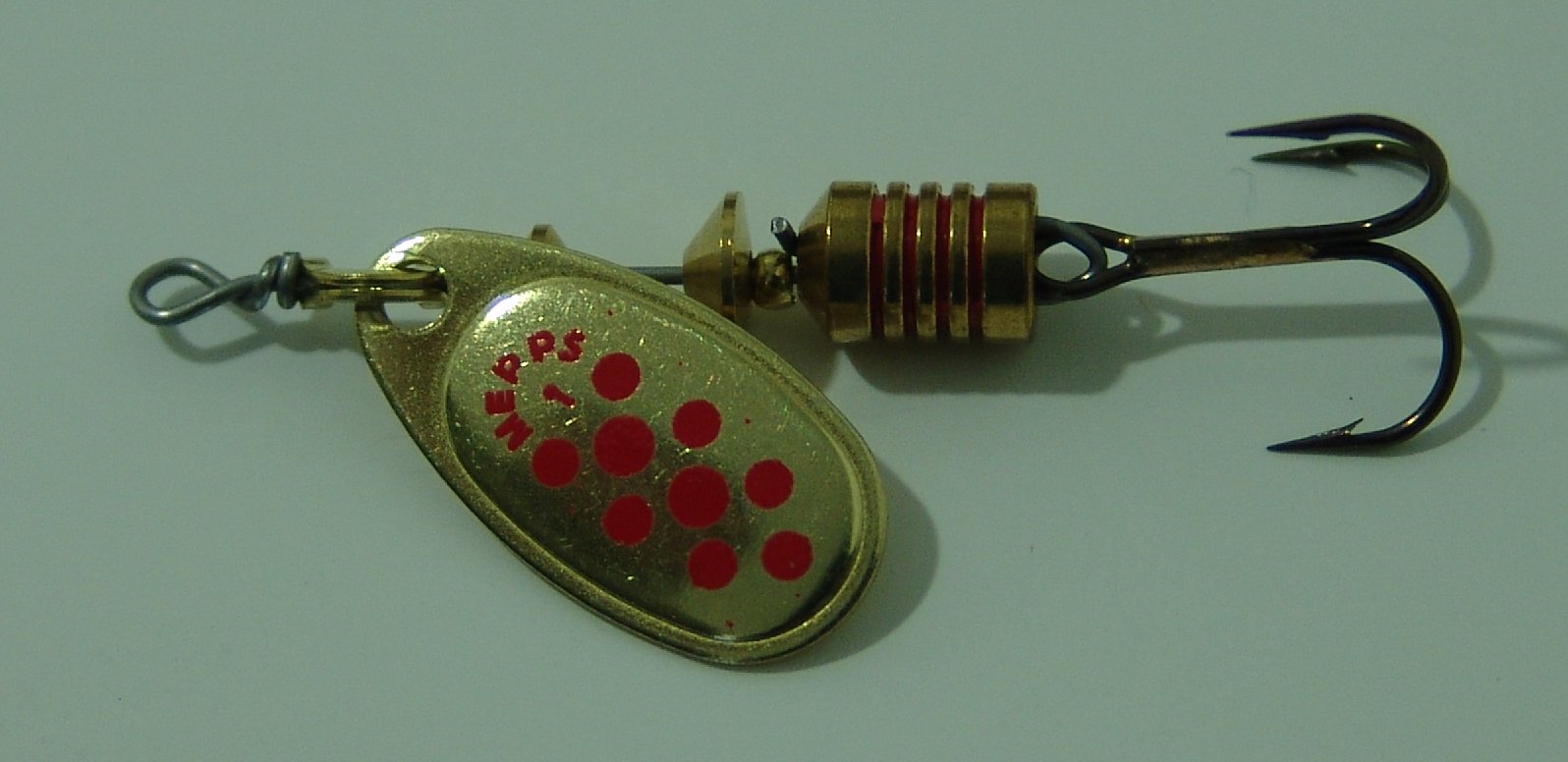 CUCHARILLA MEPPS COMET 1 ORO PUNTOS ROJOS