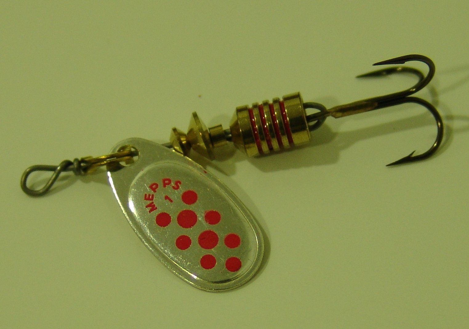 CUCHARILLA MEPPS COMET 1 PLATA PUNTOS ROJOS