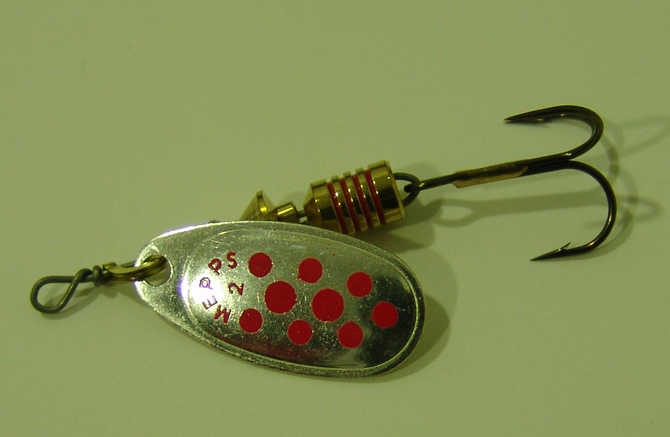 CUCHARILLA MEPPS COMET 2 PLATA PUNTOS ROJOS